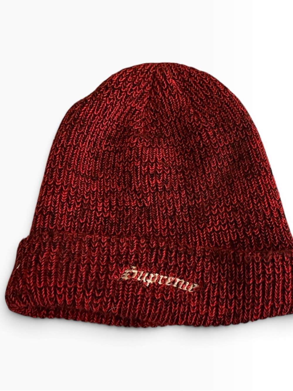 Supreme Loose Gauge Beanie Cap Unisex One Size Red Black Acrylic Tight Knit